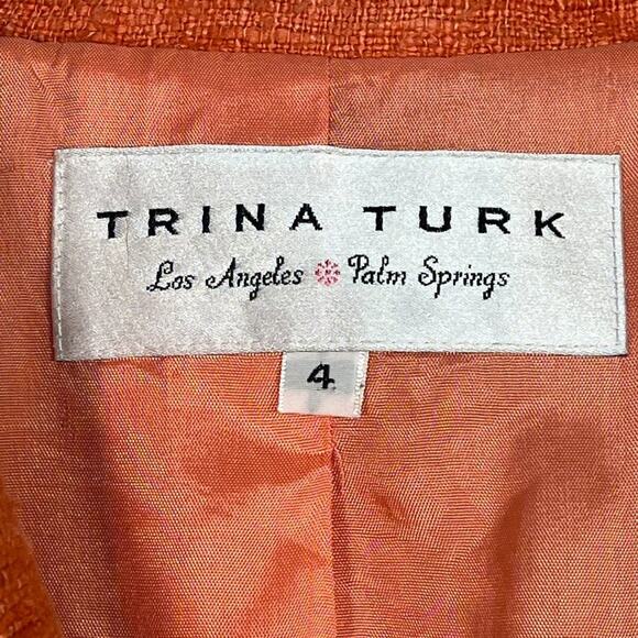 Trina Turk Coral Silk Short Sleeve Blazer Suit Jacket - Picture 10 of 11
